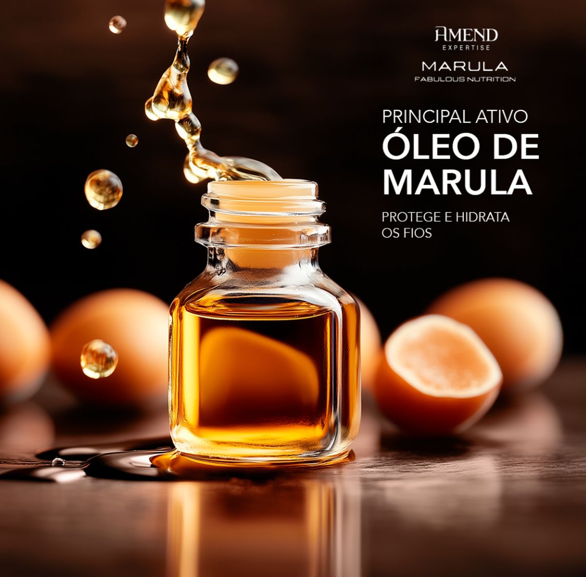 MÁSCARA MARULA FABULOUS NUTRITION AMEND 300G + REPARADOR DE PONTAS GOLD BLACK