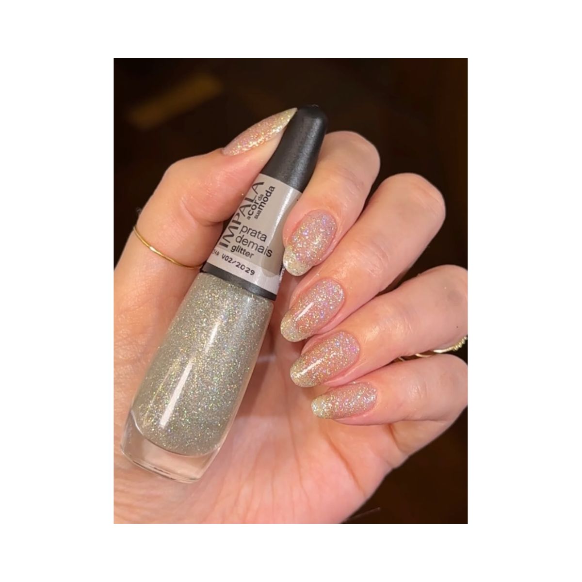 ESMALTE A COR DA MODA GLITTER PRATA DEMAIS IMPALA 7,5ML