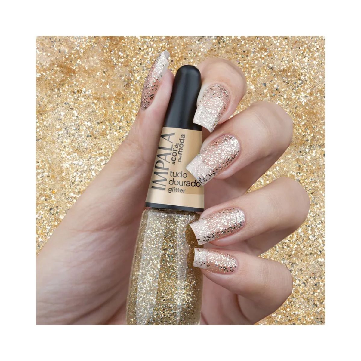 ESMALTE A COR DA MODA GLITTER TUDO DOURADO IMPALA 7,5ML