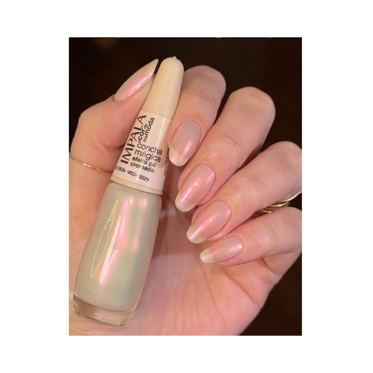 ESMALTE A COR DA MODA EFEITO PO CROMADO CONCHA MAGICA IMPALA 7,5ML