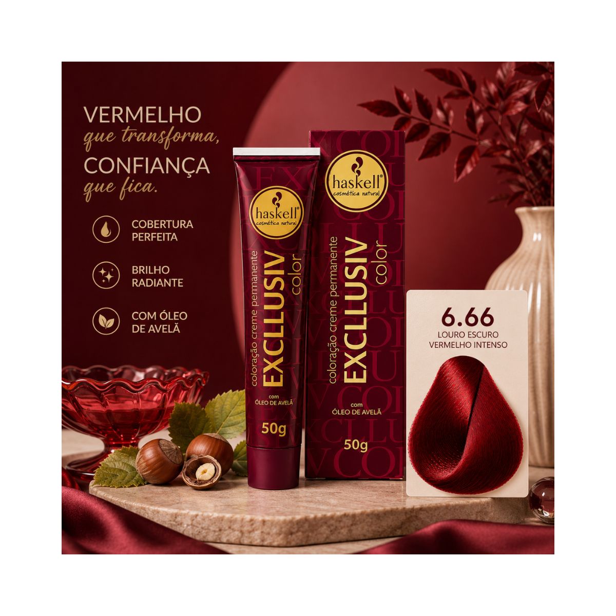COLORAÇÃO 6.66 LOURO ESCURO VERMELHO INTENSO HASKELL
