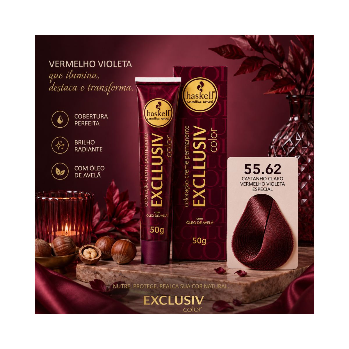 COLORAÇÃO 55.62 CASTANHO CLARO VERMELHO VIOLETA ESPECIAL HASKELL