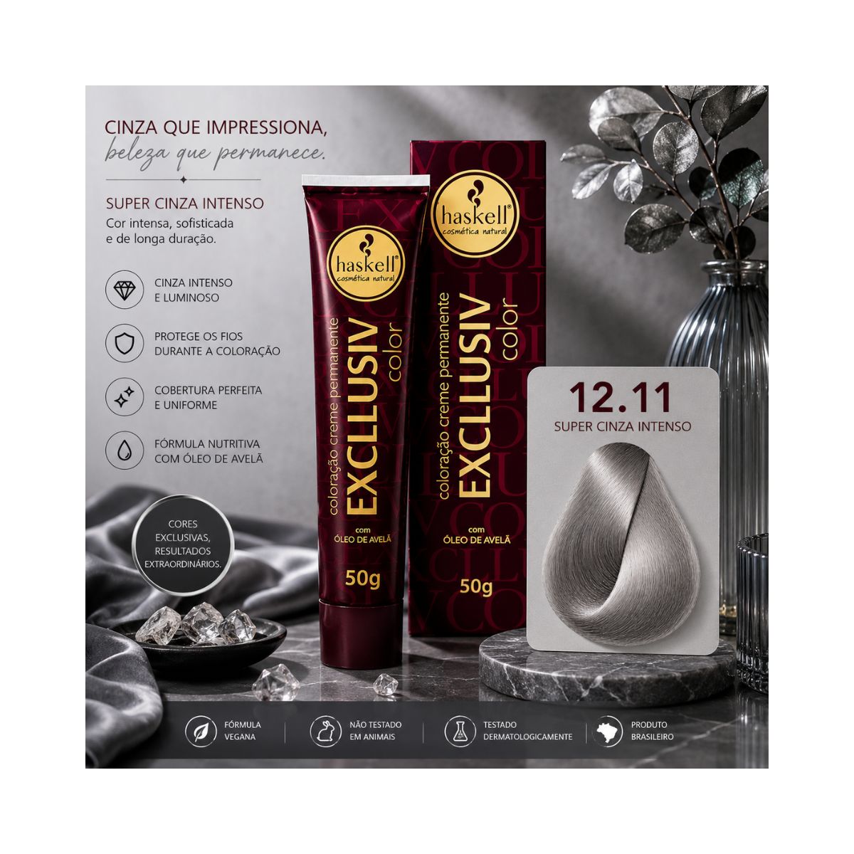 COLORAÇÃO 12.11 SUPER CINZA INTENSO HASKELL