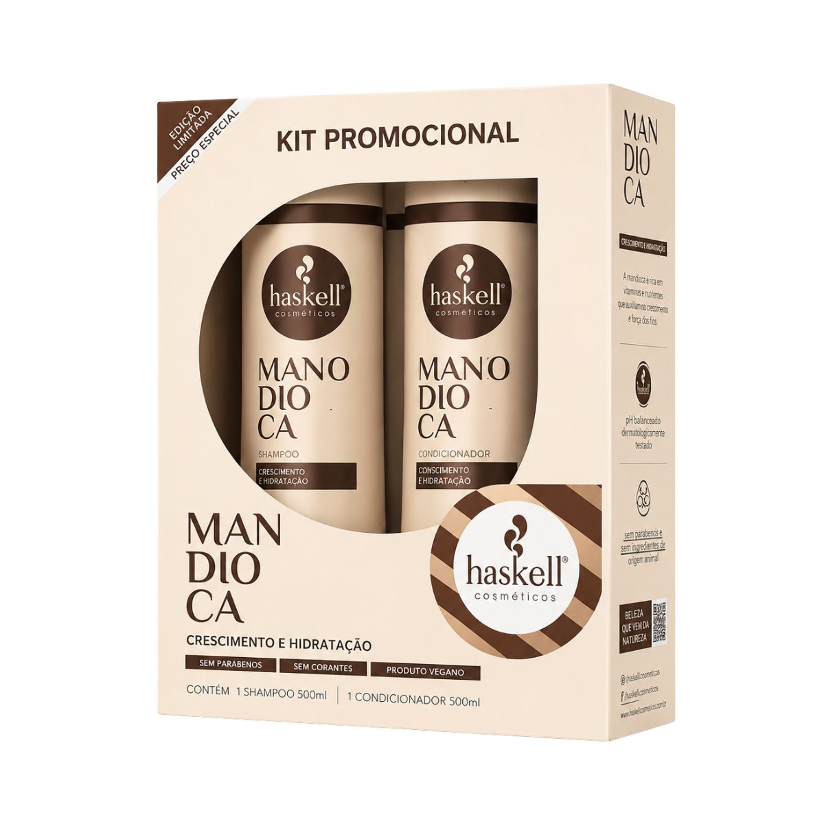 KIT SHAMPOO +  CONDICIONADOR MANDIOCA HASKELL 500ML