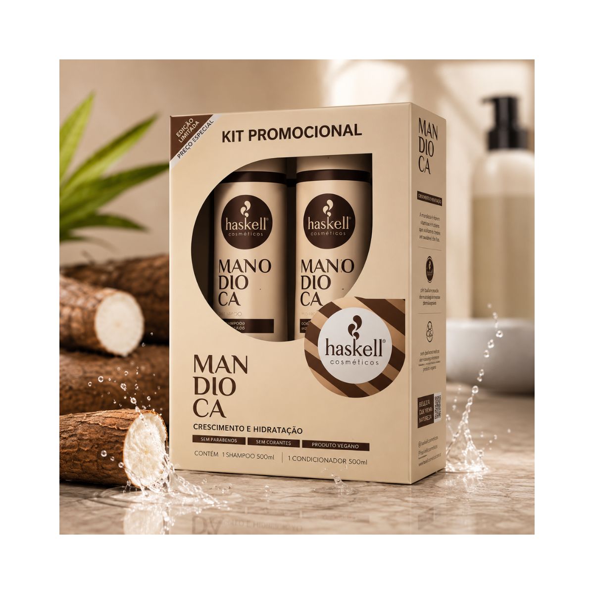 KIT SHAMPOO + CONDICIONADOR MANDIOCA HASKELL 500ML