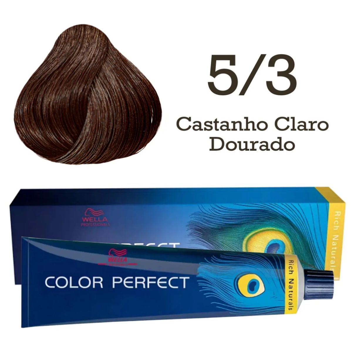 KIT COLOR PERFECT 5/3 CASTANHO CLARO DOURADO WELLA 60G + OX WELLOXON 20VOL 60ML