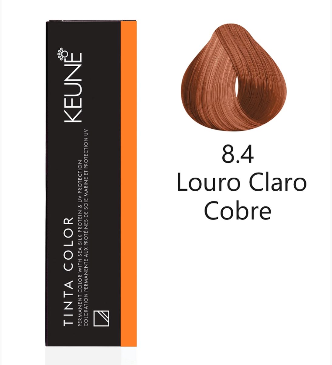 KIT 1 COLORAÇÃO TINTA COLOR 8.4 LOURO CLARO COBRE KEUNE 60ML + OX TINTA DEVELOPE