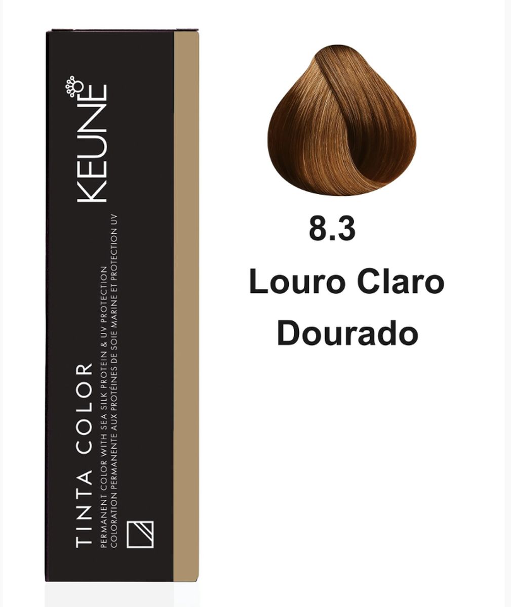 KIT 1 COLORAÇÃO TINTA COLOR 8.3 LOURO CLARO DOURADO KEUNE 60ML + OX TINTA DEVELO
