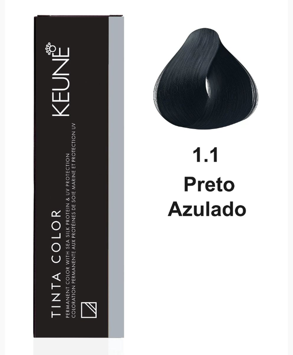 KIT 1 COLORAÇÃO TINTA COLOR 1.1 PRETO AZULADO KEUNE 60ML + OX TINTA DEVELOPER 6%
