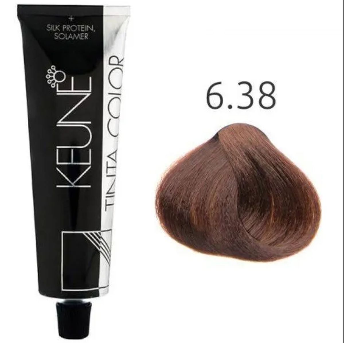 KIT 1 COLORAÇÃO TINTA COLOR 6.38 LOURO ESCURO AVELÃ KEUNE 60ML + OX TINTA DEVELO
