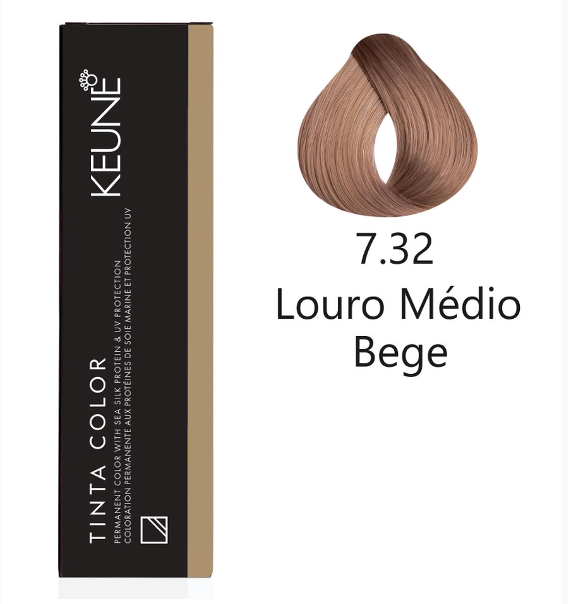 KIT 1 COLORAÇÃO TINTA COLOR 7.32 LOURO MÉDIO BEGE KEUNE 60ML + OX TINTA DEVELOPE