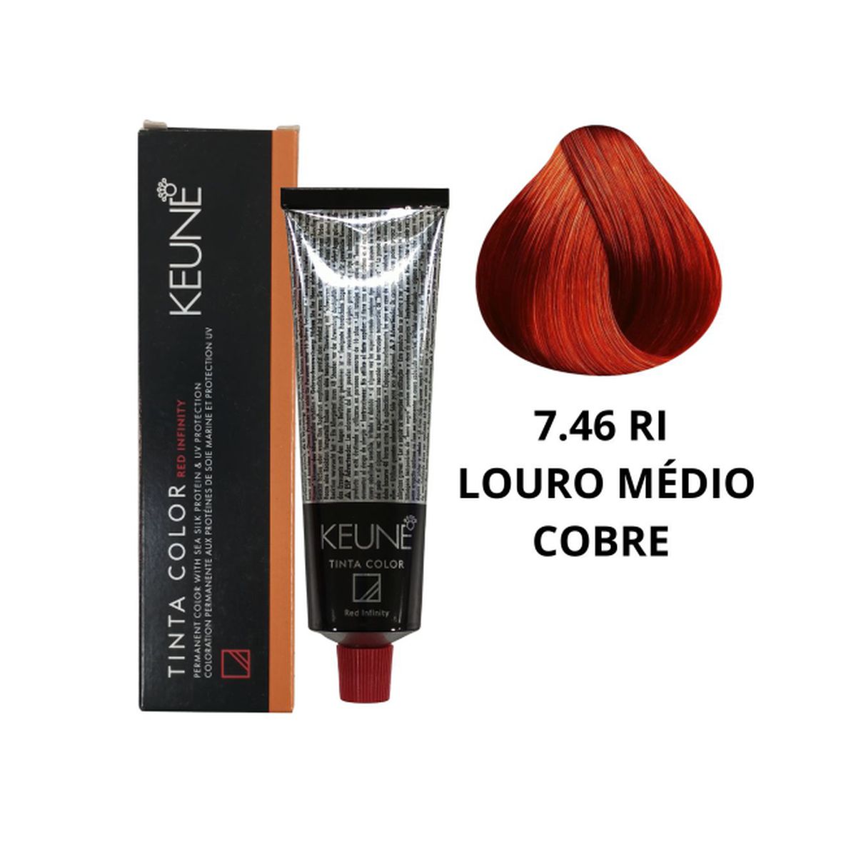 KIT 1 COLORAÇÃO TINTA COLOR RED INFINITY 7.46 RI LOURO MÉDIO COBRE KEUNE 60ML +