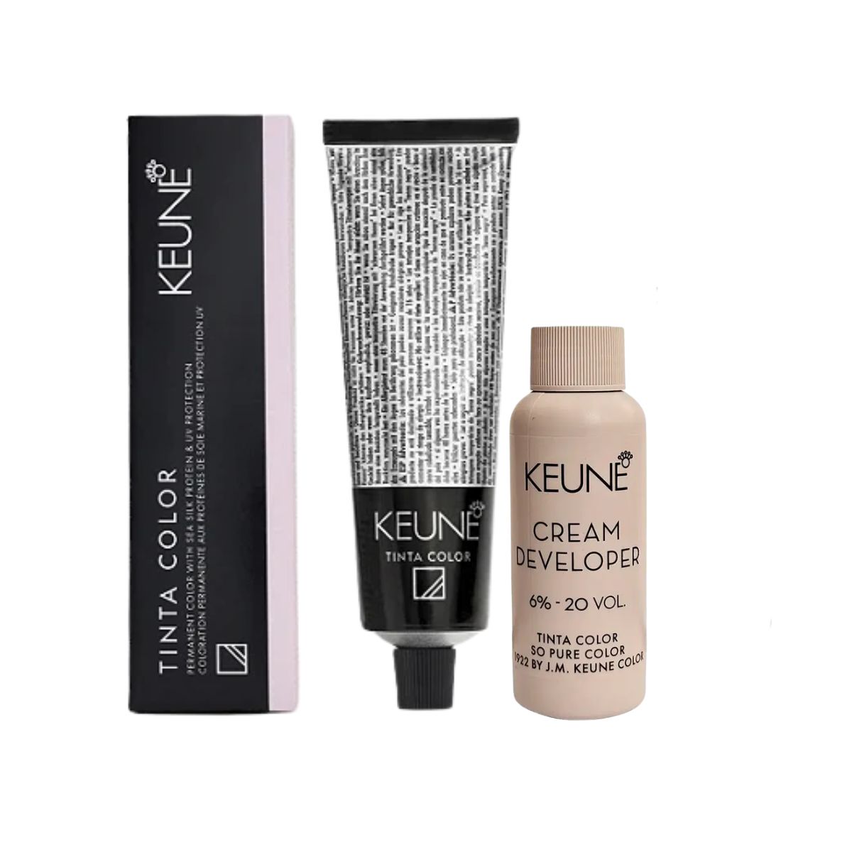 KIT 1 COLORAÇÃO TINTA COLOR 7.2 LOURO MÉDIO PEROLA KEUNE 60ML + OX TINTA DEVELOP