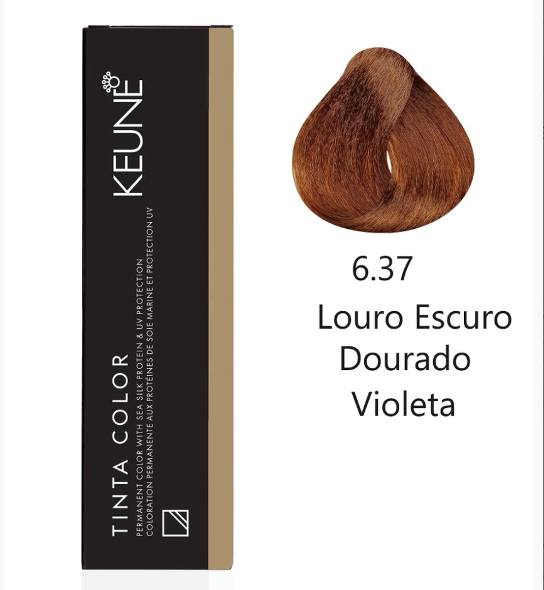 KIT 1 COLORAÇÃO TINTA COLOR 6.37 LOURO ESCURO DOURADO VIOLETA KEUNE 60ML + OX TI