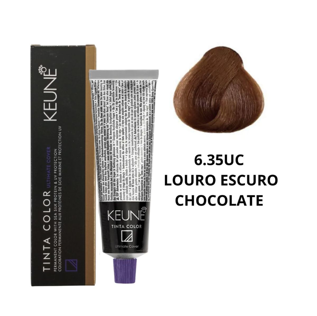 KIT 1 COLORAÇÃO TINTA COLOR KEUNE 6.35UC LOURO ESCURO CHOCOLATE 60ML + OX TINTA