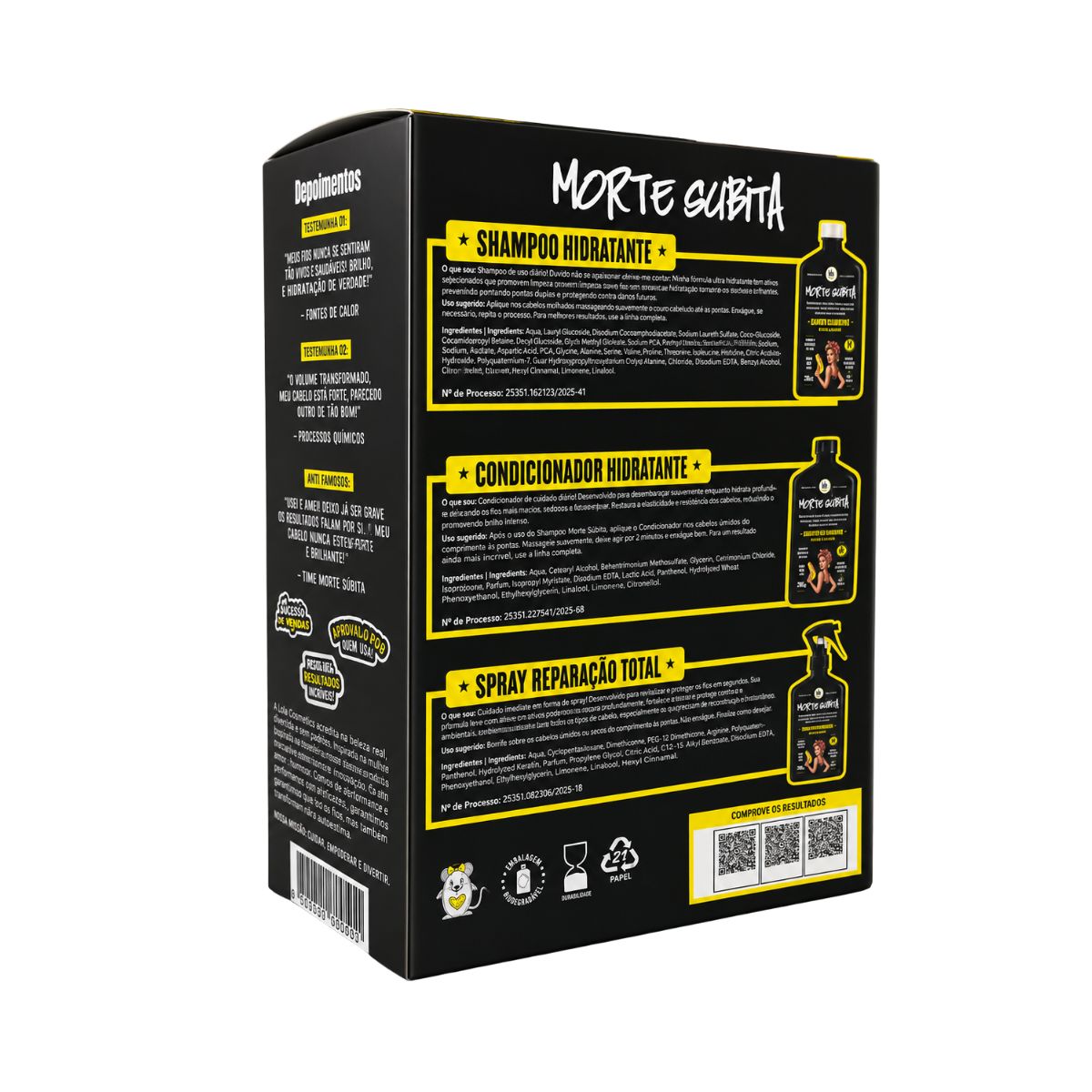 KIT LOOLA MORTE SÚBITA SH 250ML + COND 250G + SPRAY REPARAÇÃO TOTAL 250ML