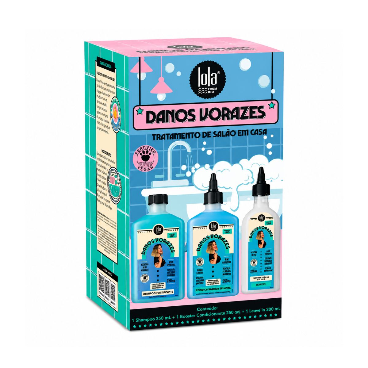KIT LOLA DANOS VORAZES SH 250ML + BOOSTER 250ML + LEAVE 200ML