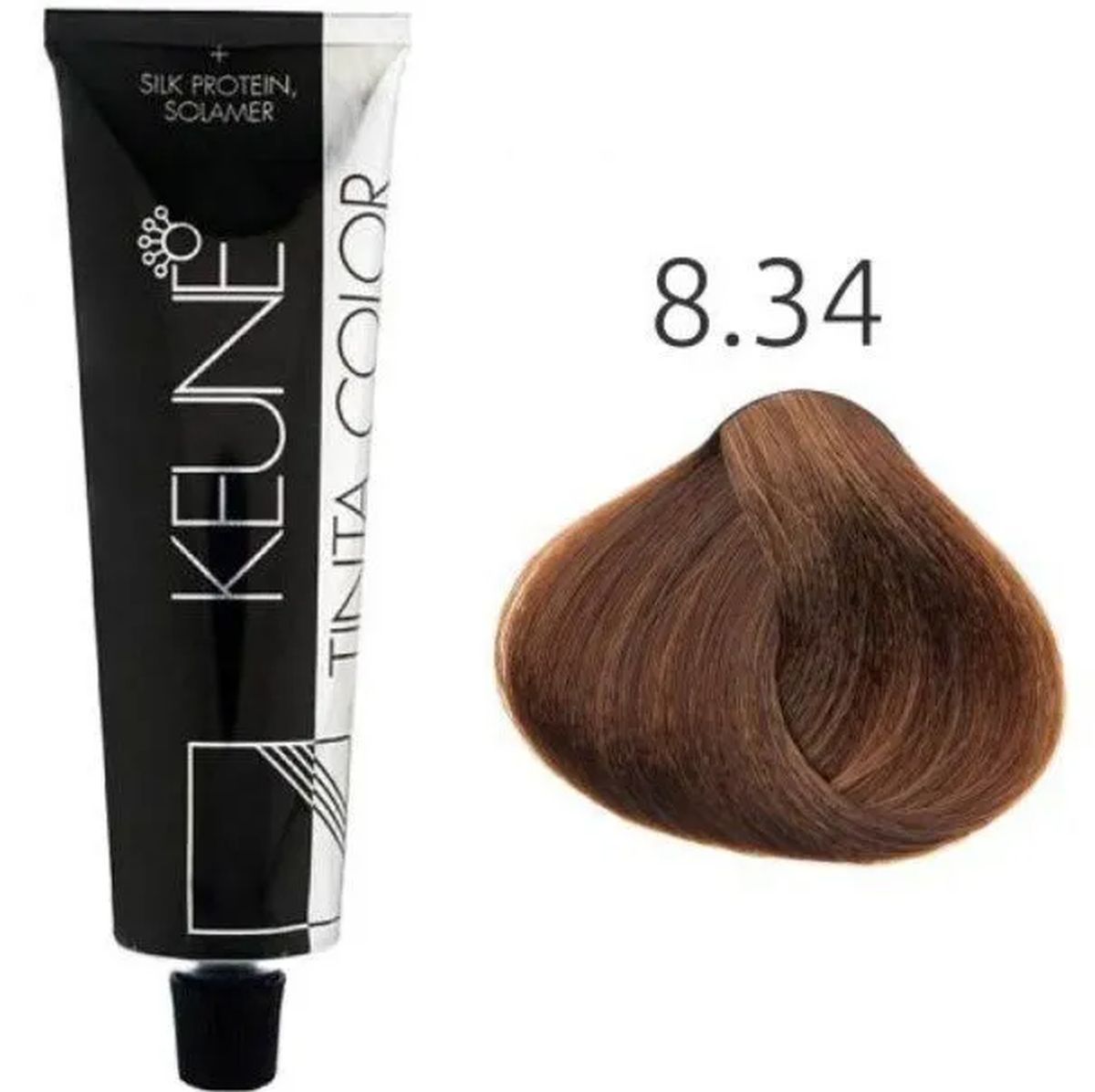 KIT 2 COLORAÇÃO TINTA COLOR 8.34 LOURO CLARO DOURADO COBRE KEUNE + 2 OX DEVELOPE