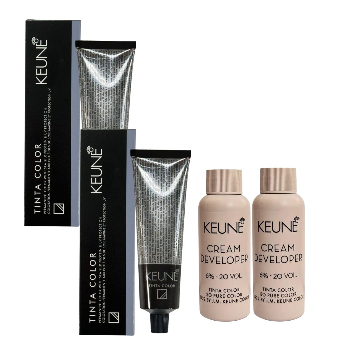 KIT 2 COLORAÇÃO TINTA COLOR 8.1 LOURO CLARO CINZA KEUNE + 2 OX DEVELOPER 20V