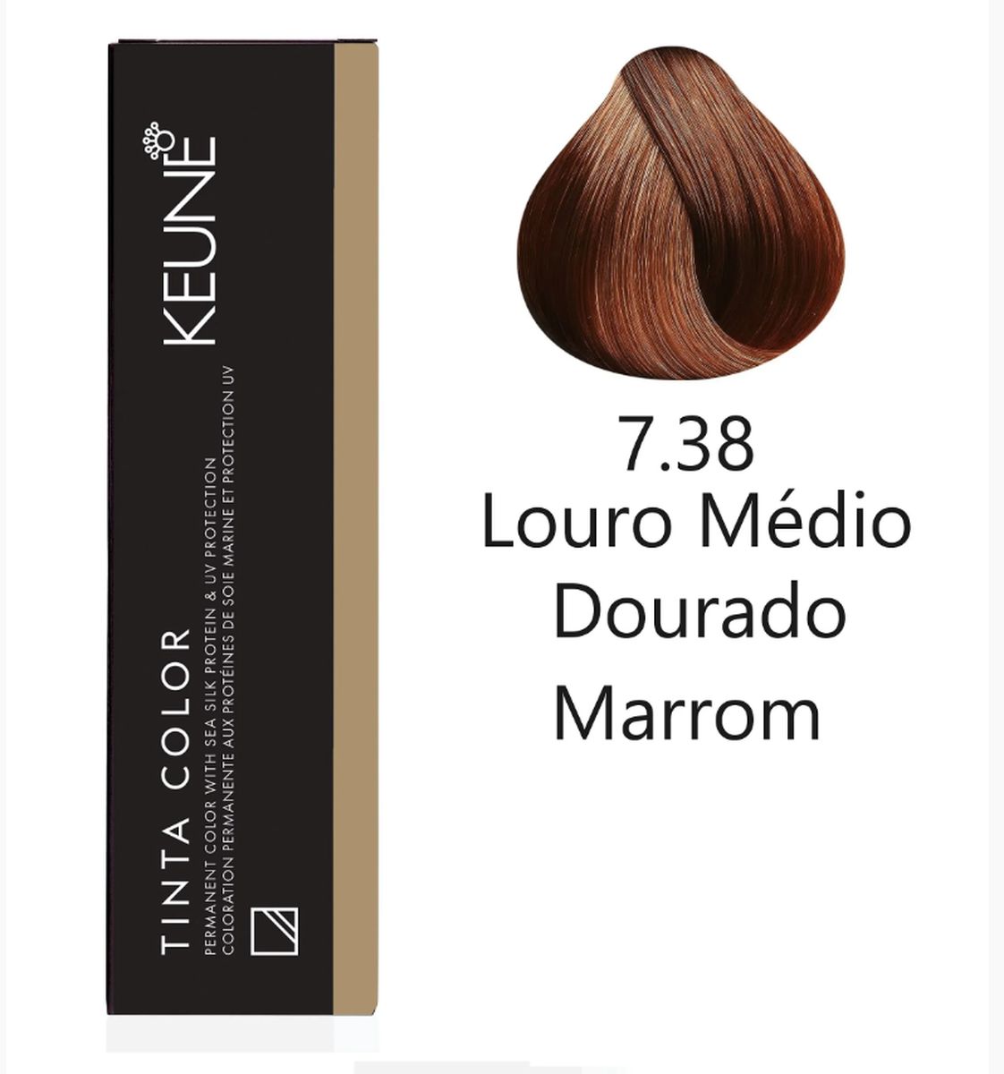 KIT 2 COLORAÇÃO TINTA COLOR 7.38 LOURO MÉDIO AVELÃ KEUNE + 2 OX DEVELOPER 20V