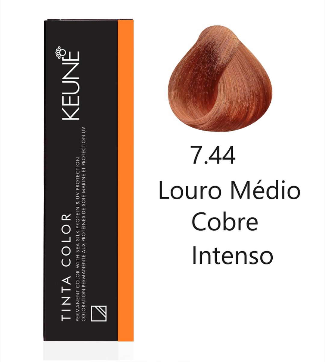KIT 2 COLORAÇÃO TINTA COLOR 7.44 LOURO MÉDIO COBRE INTENSO KEUNE + 2 OX DEVELOPE