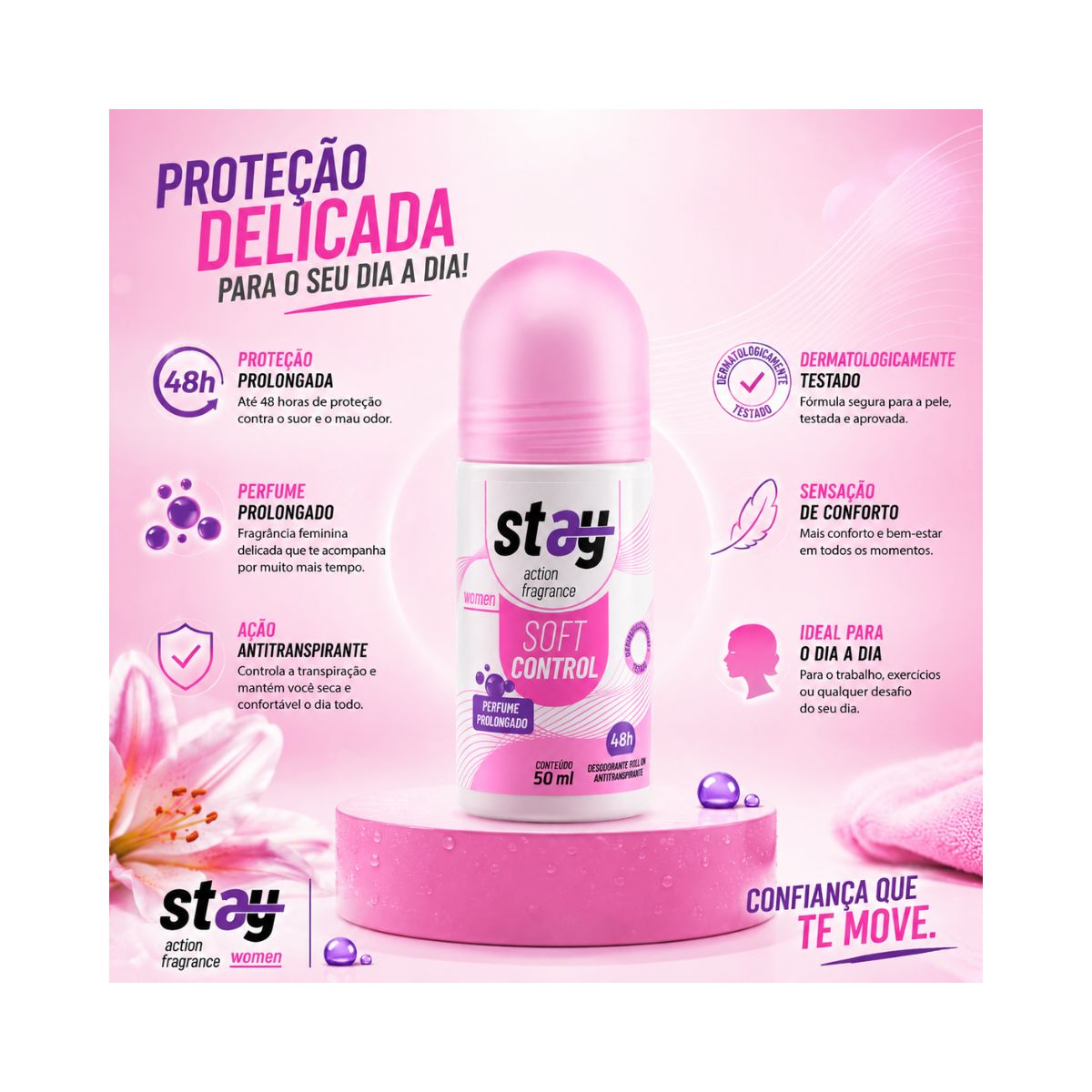 DEO ROLLON STAY SOFT CONTROL 48HS WOMAN 50ML