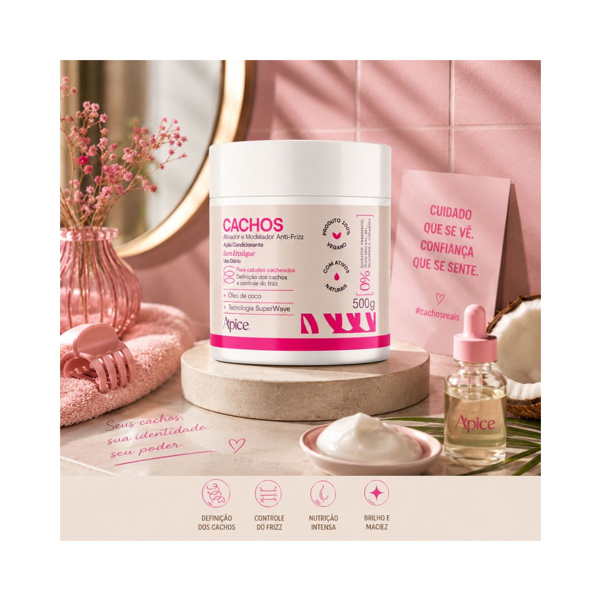 ATIVADOR MODELADOR CACHOS ANTI-FRIZZ APICE 500G