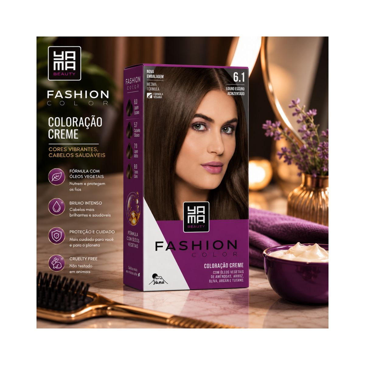 MINI KIT FASHION COLOR 6.1 LOURO ESCURO ACINZENTADO YAMA