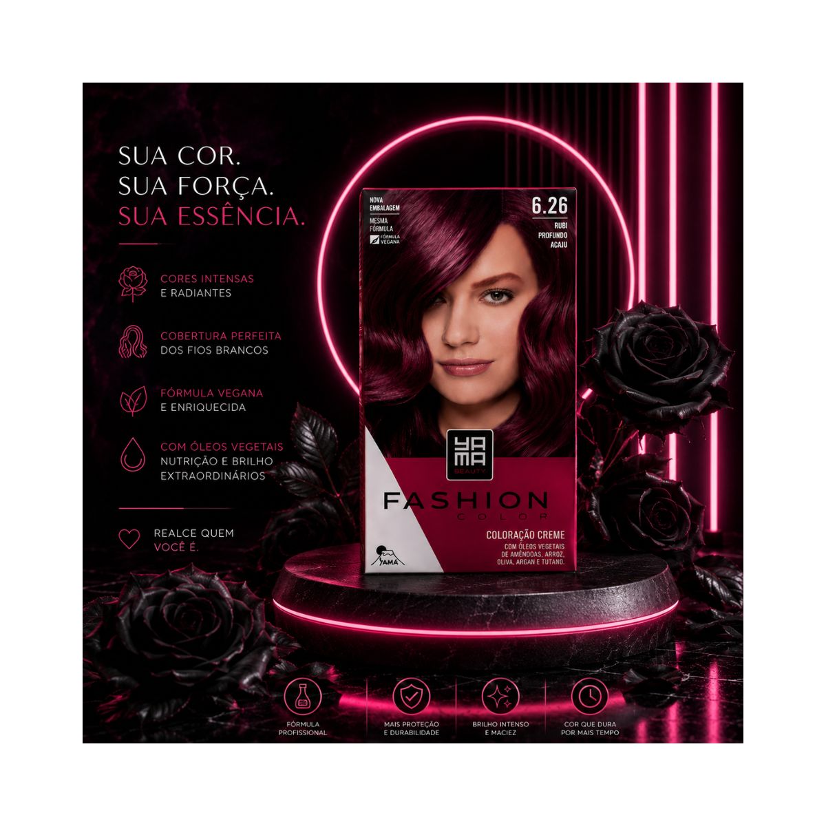 MINI KIT FASHION COLOR 6.26 LOURO ESCURO IRISADO VERMELHO MARSALA YAMA