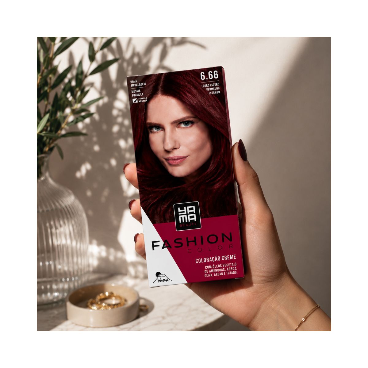MINI KIT FASHION COLOR 6.66 LOURO ESCURO VERMELHO INTENSO YAMA