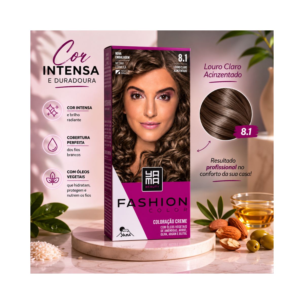 MINI KIT FASHION COLOR 8.1 LOURO CLARO ACINZENTADO YAMA