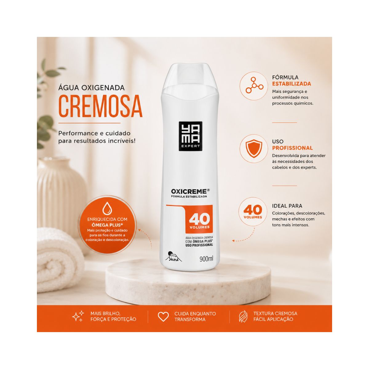 ÁGUA OXIGENADA CREMOSA PROFESSIONAL 40 VOLUMES 900ML