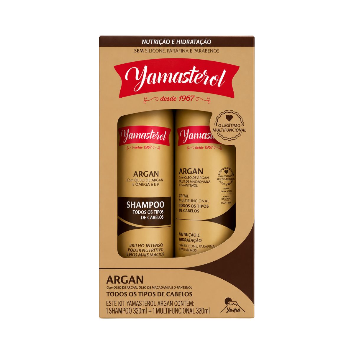 KIT YAMASTEROL ARGAN SHAMPOO E MULTIFUNCIONAL YAMA 320ML