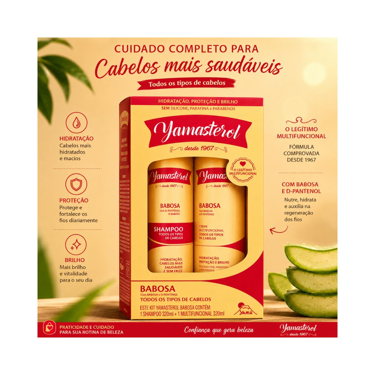 KIT YAMASTEROL BABOSA SHAMPOO E MULTIFUNCIONAL YAMA 320ML