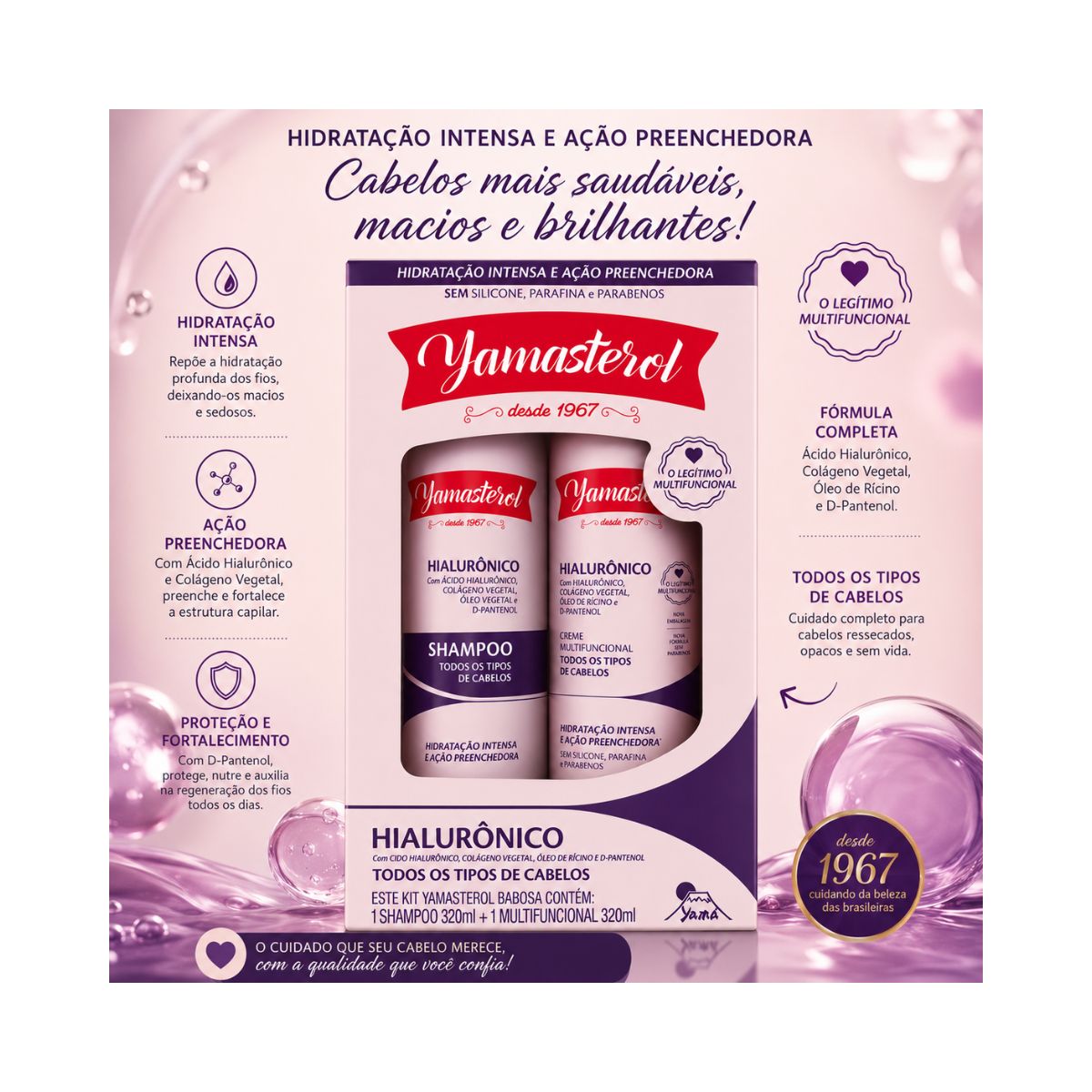 KIT YAMASTEROL HIALURONICO SHAMPOO E MULTIFUNCIONAL YAMA 320ML