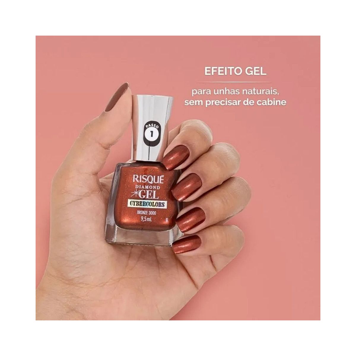 ESMALTE DIAMOND GEL METÁLICO BRONZE 3000 CYBERCOLORS RISQUE 9,5ML