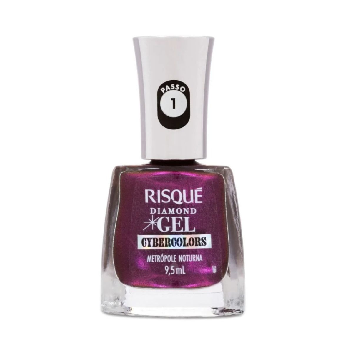 ESMALTE DIAMOND GEL METÁLICO METRÓPOLE NOTURNA CYBERCOLORS RISQUE 9,5ML