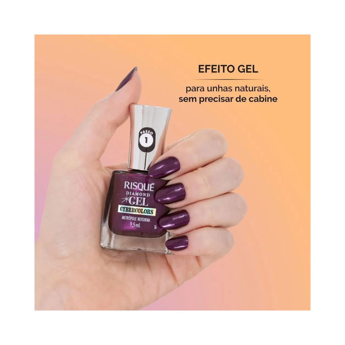 ESMALTE DIAMOND GEL METÁLICO METRÓPOLE NOTURNA CYBERCOLORS RISQUE 9,5ML