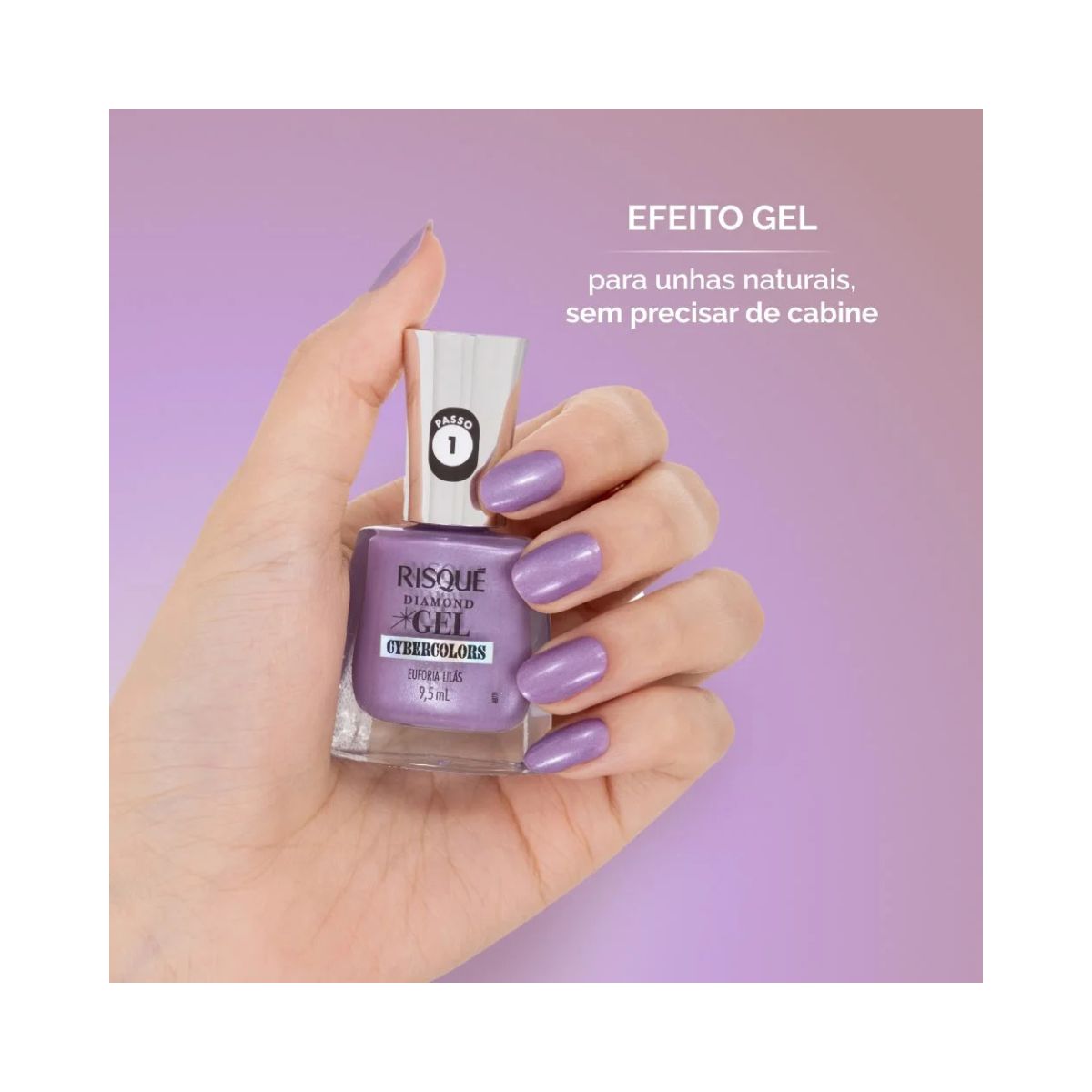 ESMALTE DIAMOND GEL METÁLICO EUFORIA LILÁS CYBERCOLORS RISQUE 9,5ML