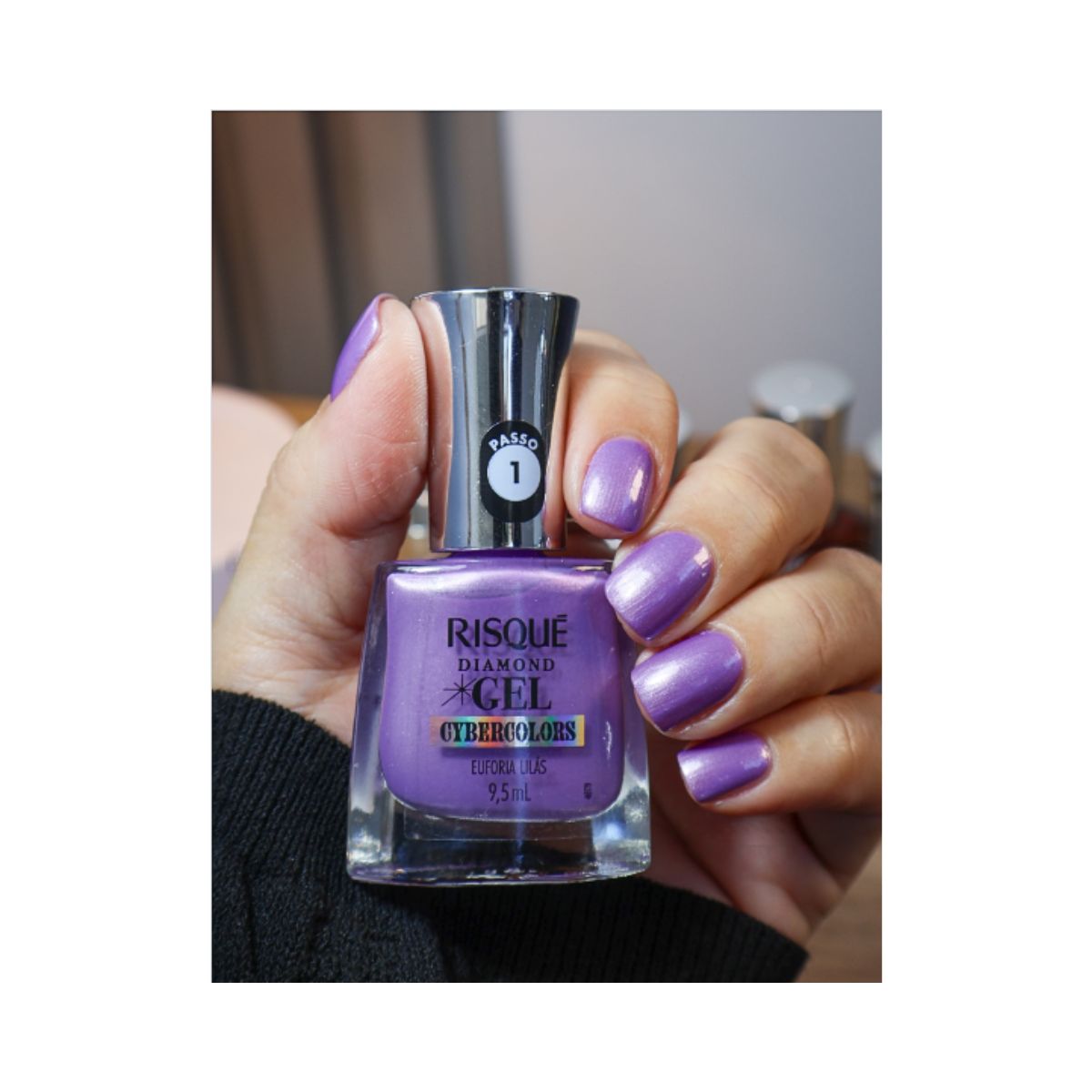 ESMALTE DIAMOND GEL METÁLICO EUFORIA LILÁS CYBERCOLORS RISQUE 9,5ML