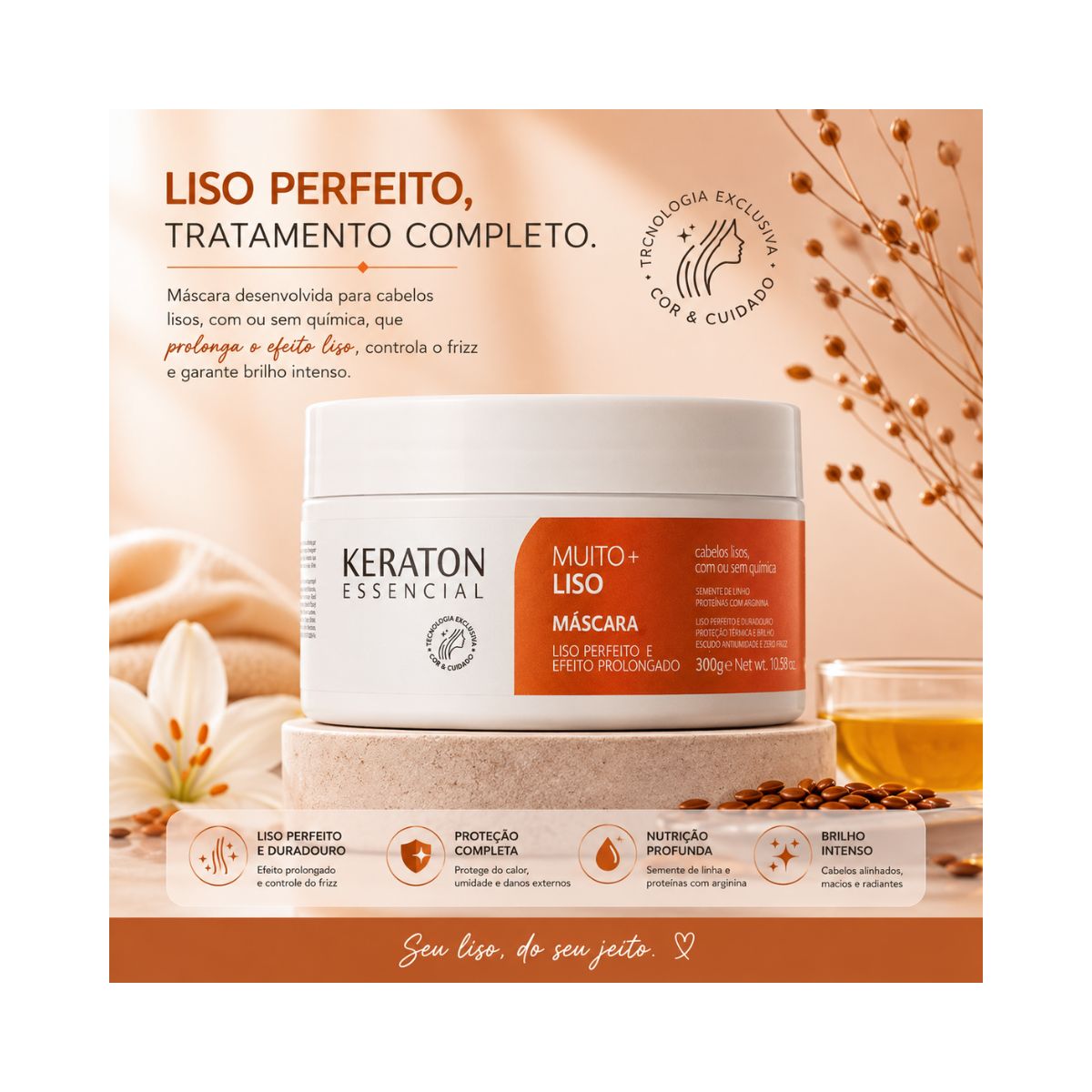 MÁSCARA MUITO + LISO KERATON KERT 300G