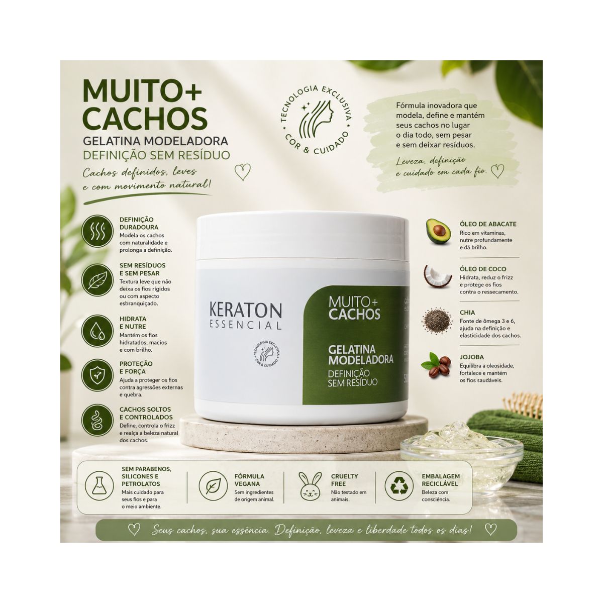 GELATINA MUITO + CACHOS KERATON KERT 500G