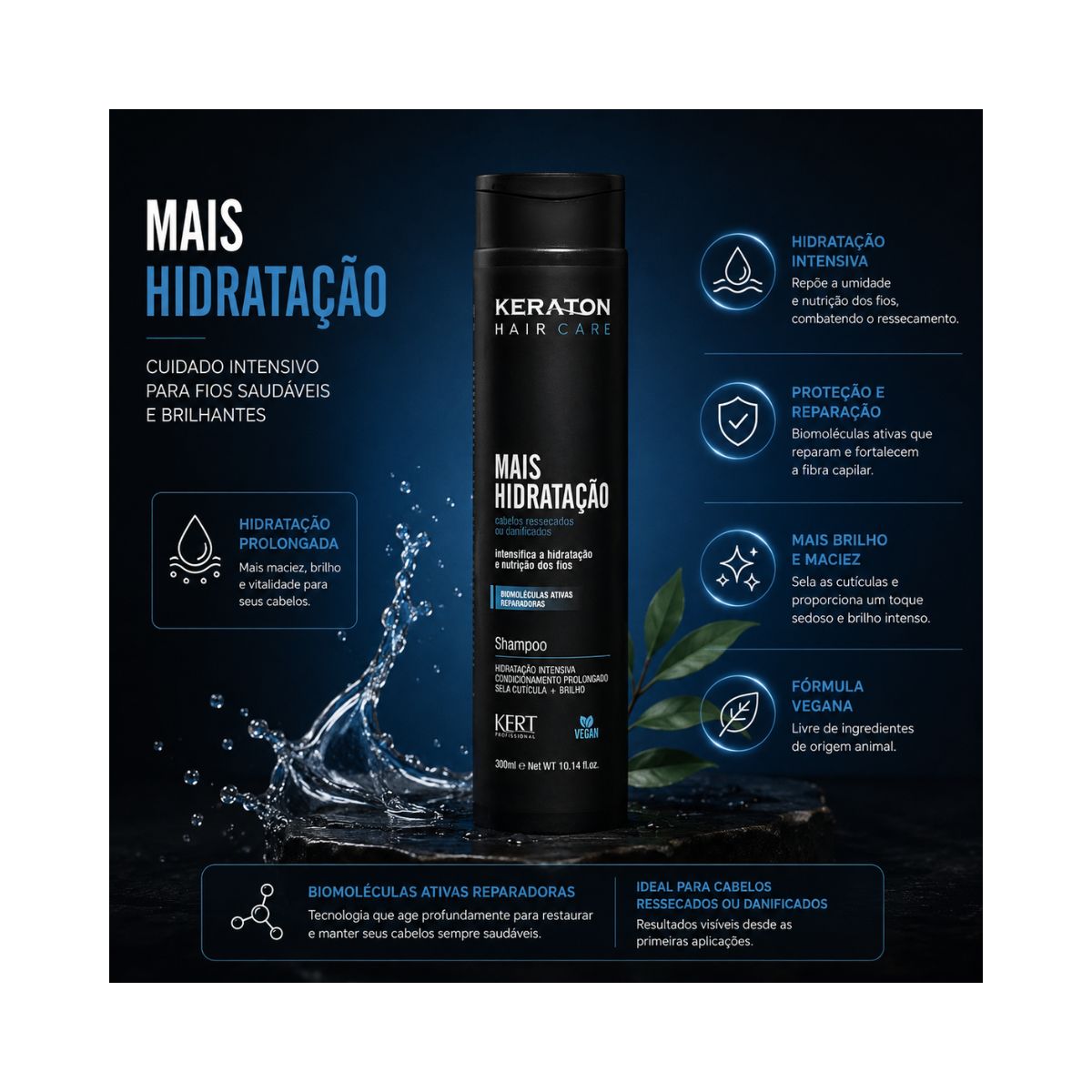 SHAMPOO MAIS HIDRATAÇÃO KERATON KERT 300ML