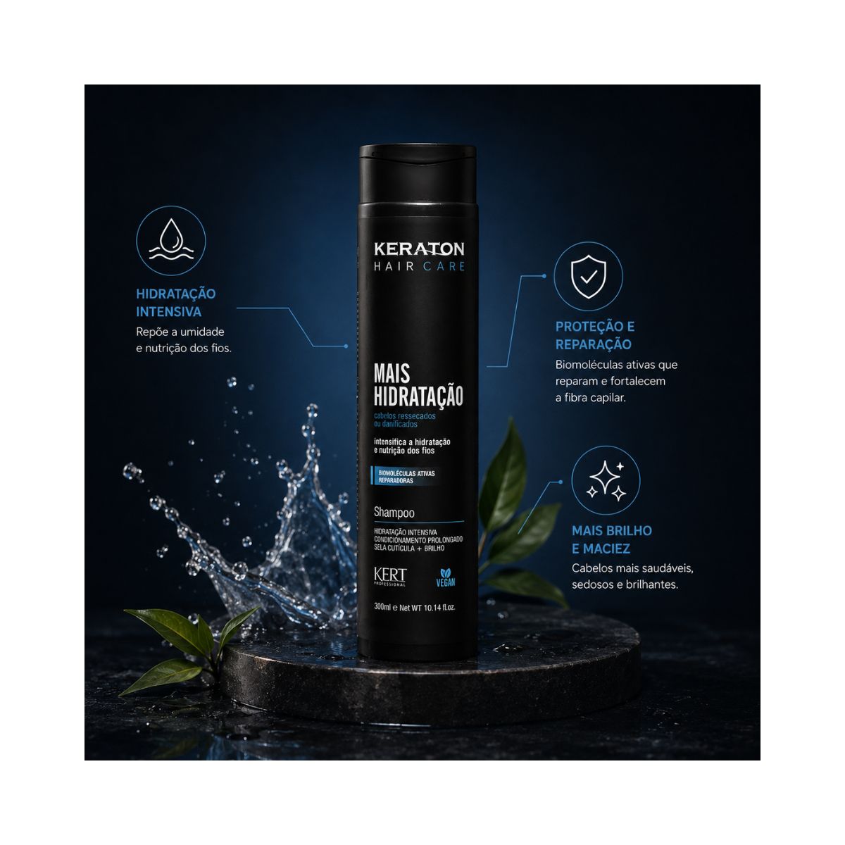 SHAMPOO MAIS HIDRATAÇÃO KERATON KERT 300ML