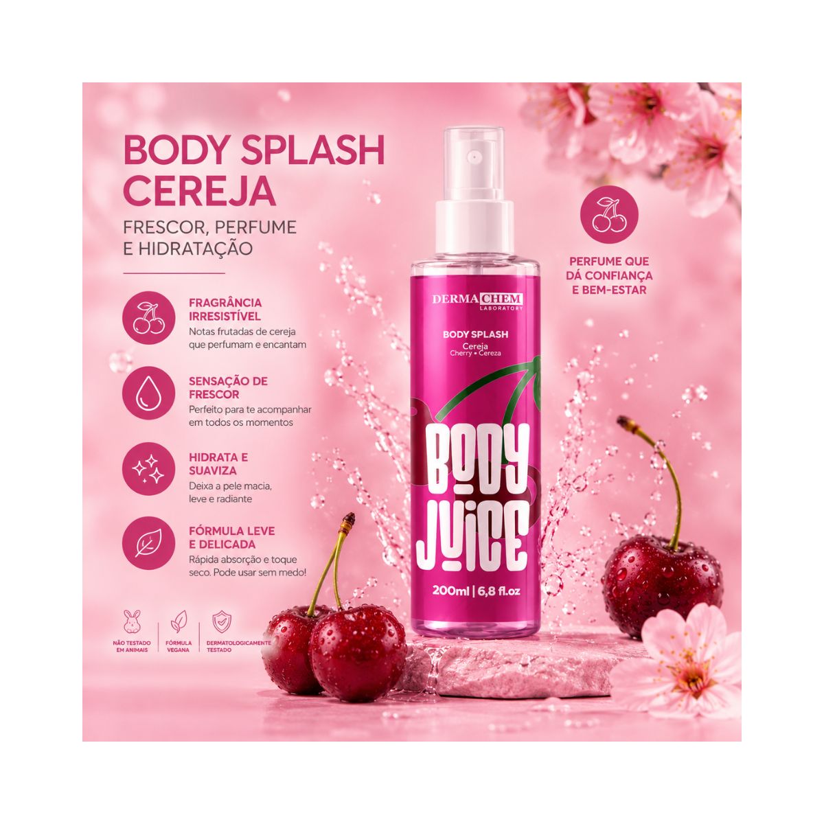 BODY SPLASH BODY JUICE CEREJA DERMACHEM 200ML