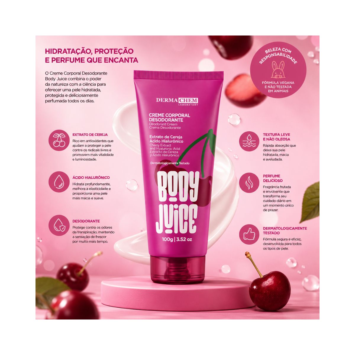 CREME CORPORAL DESODORANTE CEREJA DERMACHEM 100G