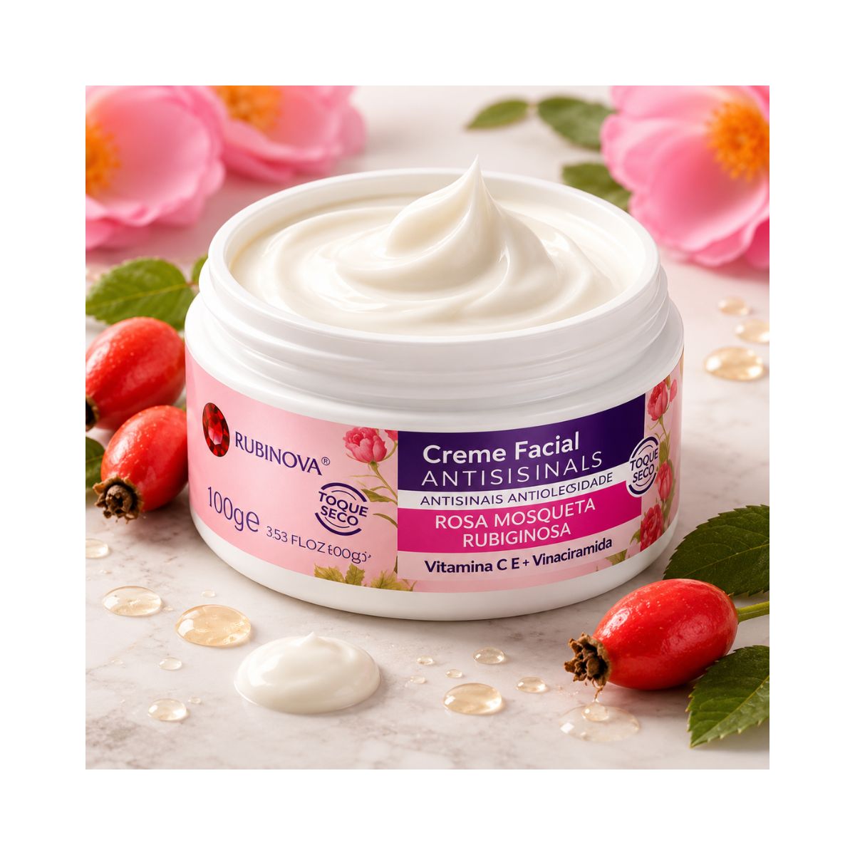 CREME FACIAL ANTISSINAIS ROSA MOSQUETA RUBINOVA 100GR
