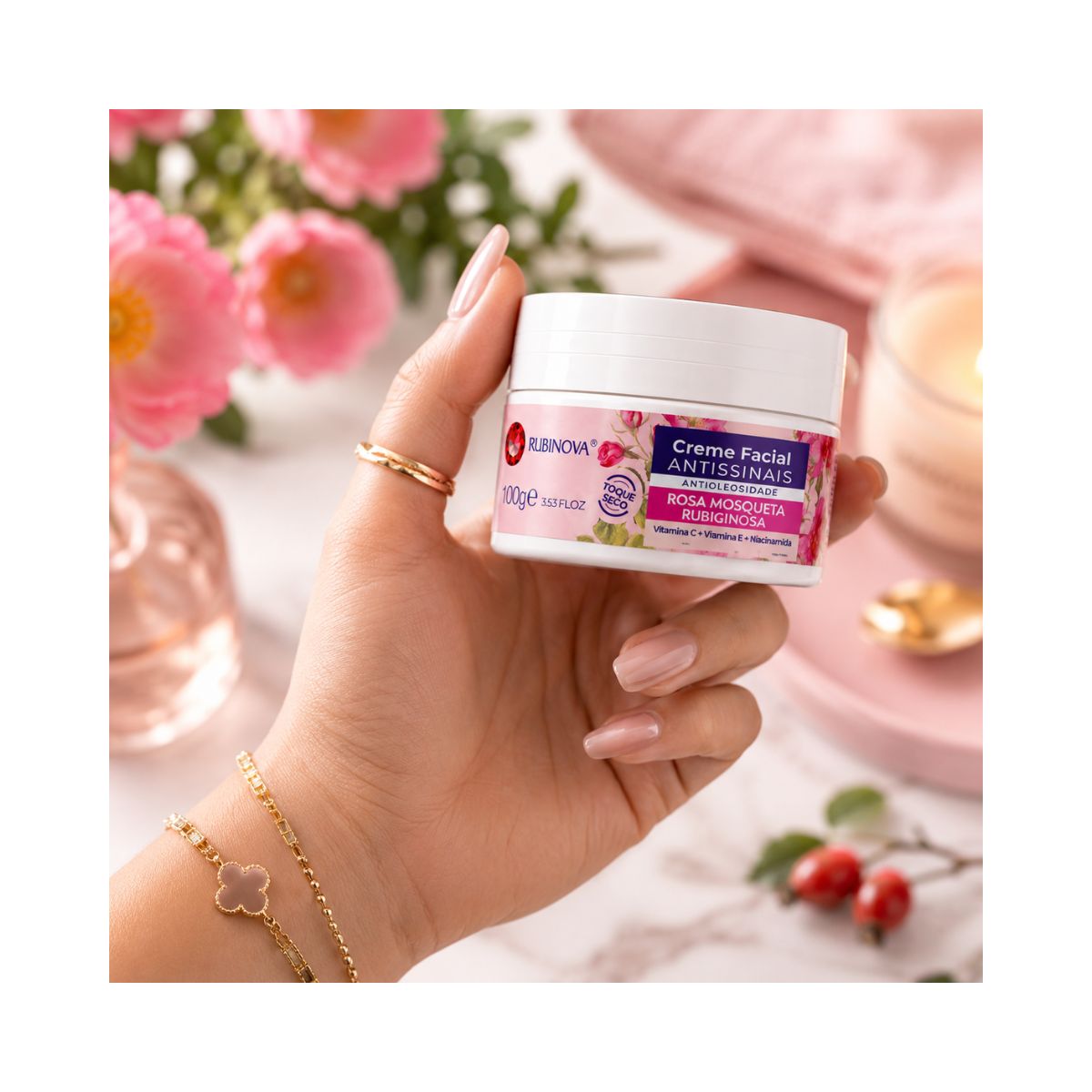 CREME FACIAL ANTISSINAIS ROSA MOSQUETA RUBINOVA 100GR