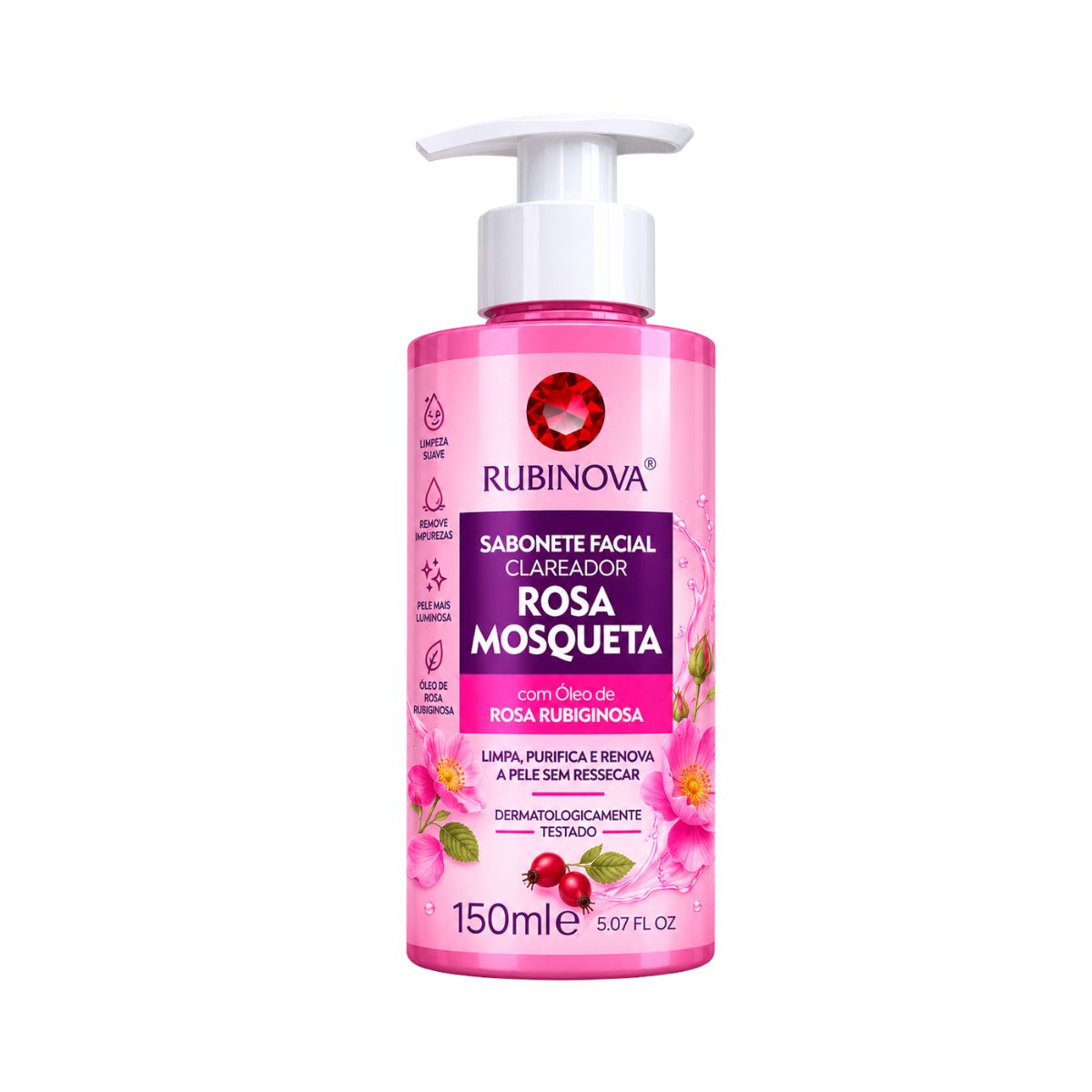 SABONETE FACIAL CLAREADOR ROSA MOSQUETA RUBINOVA 150ML