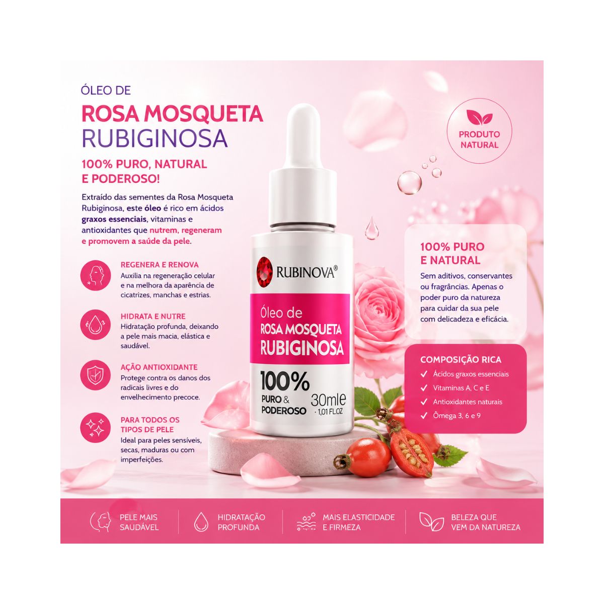 ÓLEO DE ROSA MOSQUETA RUBGINOSA RUBINOVA 30ML
